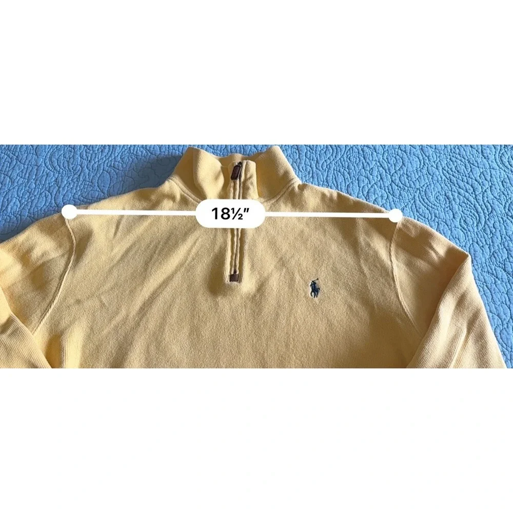 Polo Ralph Lauren Mens Large Long Sleeve 1/4 Zip Pullover Yellow Sweater